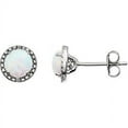 thumbnail image 1 of FB Jewels 925 Sterling Silver Opal Pair Created Opal And .01 CTW Diamond Earrings, 1 of 2