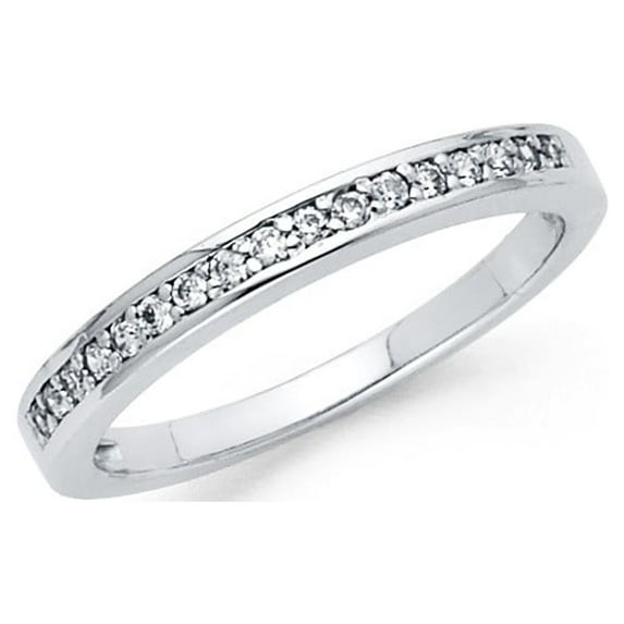 FB Jewels 925 Sterling Silver Ring 3 Row Pave Round Cubic Zirconia Womens Anniversary Wedding Band Size 8