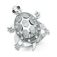 thumbnail image 1 of FB Jewels 925 Sterling Silver Round Pave Cubic Zirconia CZ Fashion Turtle Fashion Anniversary Ring Size 8.5, 1 of 1