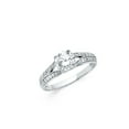 thumbnail image 1 of FB Jewels 925 Sterling Silver Split Shank Knife Edge 1 Carat Round CZ Cubic Zirconia Engagement Ring Size 7.5, 1 of 1