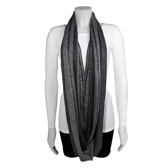 FB Jewels Black/Grey/Silver Metallic Stripe Infinity Scarf