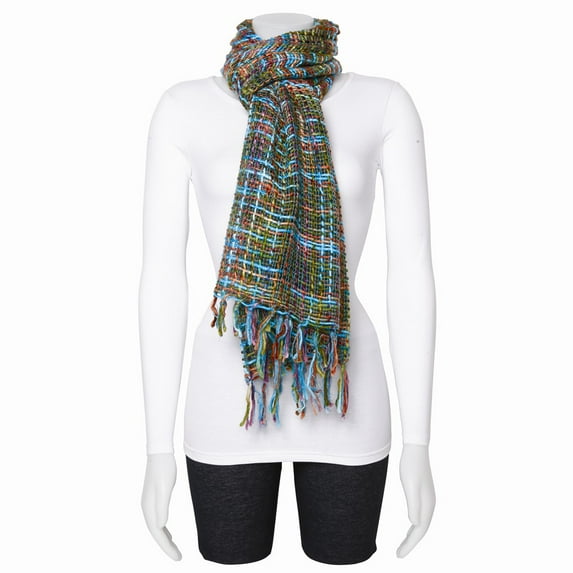 FB Jewels Blue/Green Multicolor Woolly Viscose Scarf