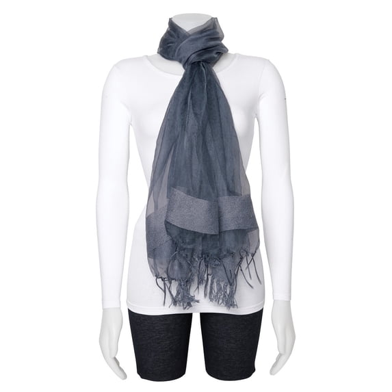 FB Jewels Grey Sheer w/Textured Edge Viscose Fashion Scarf