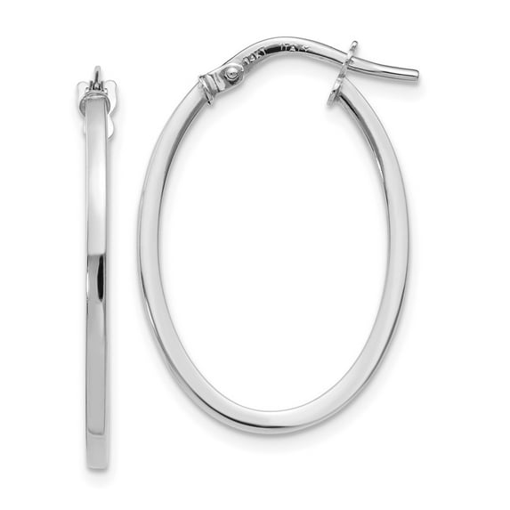 FB Jewels Leslie's 10K White Gold Polished Oval Hoop Earrings