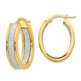 thumbnail image 1 of FB Jewels Leslie's 14K Yellow Gold Polished Glimmer Infused Oval Hoop Earrings, 1 of 3