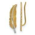thumbnail image 1 of FB Jewels Leslie's 14K Yellow Gold w/Rhodium Polished Feather Ear Climber Earrings, 1 of 4