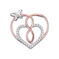 thumbnail image 1 of FB Jewels Rose-tone Sterling Silver Womens Round Diamond Heart Butterfly Pendant 1/10 Cttw, 1 of 1