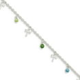 thumbnail image 1 of FB Jewels SS Pol Dragonflies w/Aqua & Green Beads 9w/1ext Anklet, 1 of 3
