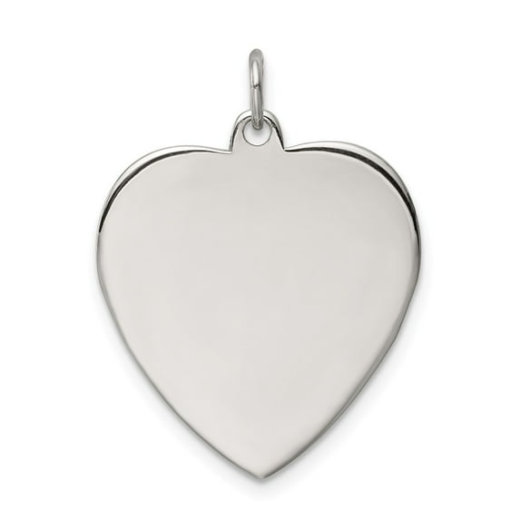 FB Jewels SS Rh-plt Engraveable Heart Polished Front/Satin Back Disc Charm