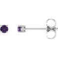 thumbnail image 1 of FB Jewels Set 14k White Gold Genuine Amethyst 2.5 mm Friction Pair Polished 4-Prong Light Basket Earring, 1 of 1