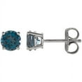 thumbnail image 1 of FB Jewels Set 14k White Gold Genuine London Blue Topaz 5 mm Friction Pair Polished London Blue Topaz Earrings With Backs, 1 of 2