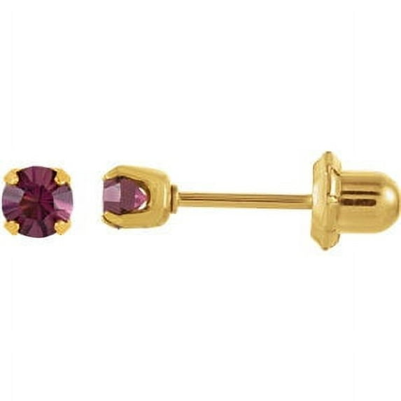 FB Jewels Set 24Kgwstst Imitation Amethyst Polished Inverness Birthstone Piercing Earrings