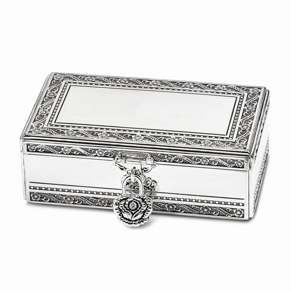 FB Jewels Silver-plated with Crystal Locking Jewelry Box