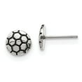 thumbnail image 1 of FB Jewels Stainless Steel Antiqued and Polished Soccer Ball Post Earrings, 1 of 3