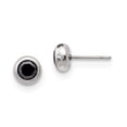 thumbnail image 1 of FB Jewels Stainless Steel Polished 5mm Bezel Black CZ Stud Post Earrings, 1 of 3