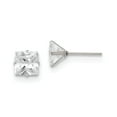 thumbnail image 1 of FB Jewels Stainless Steel Polished 7mm Square CZ Stud Post Earrings, 1 of 3