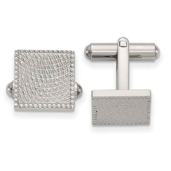 FB Jewels Stainless Steel Polished And Textured Square Cuff Links
