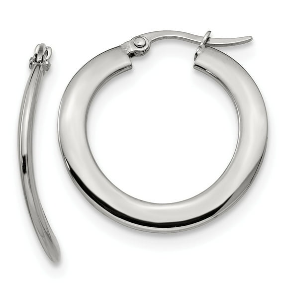 FB Jewels Stainless Steel Polished Hoop Earrings