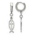 thumbnail image 1 of FB Jewels Stainless Steel Polished Ichthus Hinged Hoop Dangle Earrings, 1 of 3