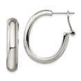 thumbnail image 1 of FB Jewels Stainless Steel Polished Omega Back Hoop Earrings, 1 of 3
