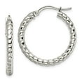 thumbnail image 1 of FB Jewels Stainless Steel Textured 20mm Hollow Hoop Earrings, 1 of 3