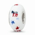 thumbnail image 1 of FB Jewels Ster.Silver Reflections Hand Painted Patriotic Democrat Fenton Glass Bead, 1 of 3