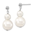 thumbnail image 1 of FB Jewels Sterling S Majestik Rh-pl 7 & 12mm Wht Imitat Shell Pearl Dangle Earrings, 1 of 2