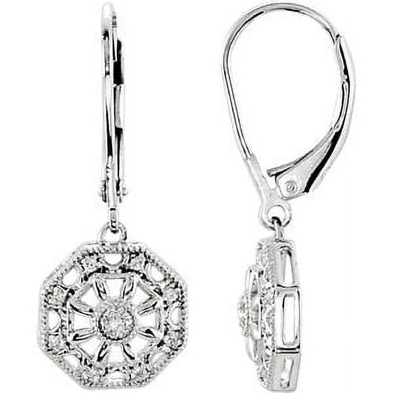 FB Jewels Sterling Silver .07 CTW Diamond Lever Back Earrings