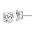 thumbnail image 1 of FB Jewels Sterling Silver 10mm Square Snap Set CZ Stud Earrings, 1 of 2