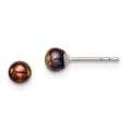 thumbnail image 1 of FB Jewels Sterling Silver 3-4mm Black FW Cultured Button Pearl Stud Earrings, 1 of 3