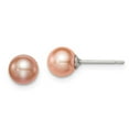 thumbnail image 1 of FB Jewels Sterling Silver 6-7mm Pink FW Cultured Round Pearl Stud Earrings, 1 of 2
