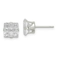 thumbnail image 1 of FB Jewels Sterling Silver 7mm Square Snap Set CZ Stud Earrings, 1 of 3