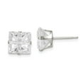 thumbnail image 1 of FB Jewels Sterling Silver 8mm Square Snap Set CZ Stud Earrings, 1 of 3