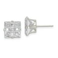 thumbnail image 1 of FB Jewels Sterling Silver 9mm Square Snap Set CZ Stud Earrings, 1 of 3