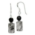 thumbnail image 1 of FB Jewels Sterling Silver Black Crystal & Tourmalinated Quartz Earrings, 1 of 2