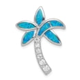 thumbnail image 1 of FB Jewels Sterling Silver CZ Blue Inlay Created Opal Palm Tree Pendant, 1 of 4
