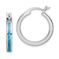 thumbnail image 1 of FB Jewels Sterling Silver Created Blue Opal Inlay Hoop Earrings, 1 of 2