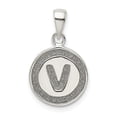 thumbnail image 1 of FB Jewels Sterling Silver Glitter Enamel Letter V Circle Pendant, 1 of 4