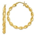 thumbnail image 1 of FB Jewels Sterling Silver Gold-flashed Patterned Twist 35mm Hoop Earrings, 1 of 2