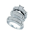 thumbnail image 1 of FB Jewels Sterling Silver His Hers Round Diamond Square Matching Bridal Wedding Ring Band Set 5/8 Cttw, 1 of 1