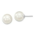 thumbnail image 1 of FB Jewels Sterling Silver Majestik Rh-pl 10-11mm Wht Imitat Shell Pearl Stud Earrings, 1 of 2