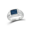 thumbnail image 1 of FB Jewels Sterling Silver Mens Round Blue Color Enhanced Diamond Cluster Ring 1/4 Cttw Size 12, 1 of 1