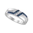 thumbnail image 1 of FB Jewels Sterling Silver Mens Round Blue Color Enhanced Diamond Wedding Band 1/5 Cttw .5 Size 10.5, 1 of 1
