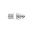thumbnail image 1 of FB Jewels Sterling Silver Mens Round Diamond 3D Square Cluster Stud Earrings 1/2 Cttw In Pave Setting (I2-I3 clarity; J-K color), 1 of 1