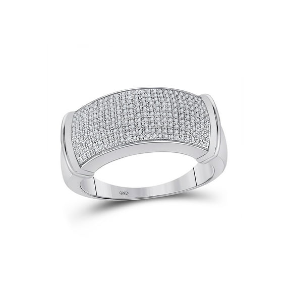 FB Jewels Sterling Silver Mens Round Diamond Band Ring 1/2 Cttw