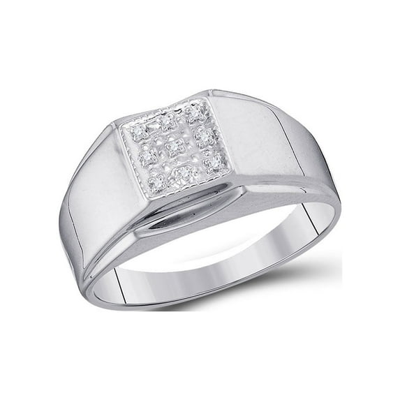 FB Jewels Sterling Silver Mens Round Diamond Square Cluster Ring .03 Cttw