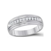 FB Jewels Sterling Silver Mens Round Diamond Wedding Band Ring 1/4 Cttw Size 8