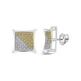 thumbnail image 1 of FB Jewels Sterling Silver Mens Round Yellow Color Enhanced Diamond Square Earrings 1/4 Cttw, 1 of 1