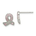 thumbnail image 1 of FB Jewels Sterling Silver Pink CZ Ribbon Earrings, 1 of 2