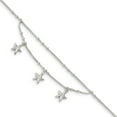 thumbnail image 1 of FB Jewels Sterling Silver Polished 2-Strand Starfish 9in w/1in Ext Anklet, 1 of 1
